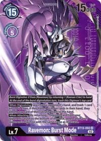 Ravemon: Burst Mode (Alternate Art with Purple Background) - Versus Royal Knights - Digimon Card Game card