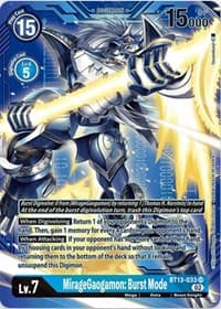 MirageGaogamon: Burst Mode (Alternate Art with Blue Background) - Versus Royal Knights - Digimon Card Game card