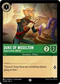 Duke of Weselton - Opportunistic Official - The First Chapter - Disney Lorcana card
