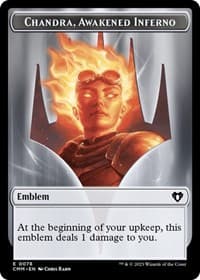 Emblem - Chandra, Awakened Inferno // Wizard Double-Sided Token - Commander Masters - Magic: The Gathering card