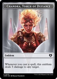 Emblem - Chandra, Torch of Defiance // Wizard Double-Sided Token - Commander Masters - Magic: The Gathering card