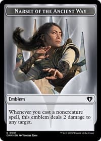 Emblem - Narset of the Ancient Way // Wizard Double-Sided Token - Commander Masters - Magic: The Gathering card