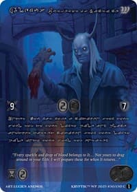 Alemus, Purveyor of Sacrifice (Silver Kryptik Language) - Wicked Prophecy [Wave 1] - Kryptik TCG card