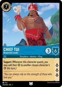 Chief Tui - Respected Leader - The First Chapter - Disney Lorcana card