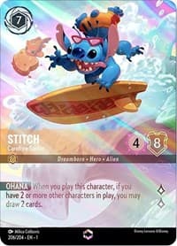 Stitch - Carefree Surfer (Enchanted) - The First Chapter - Disney Lorcana card
