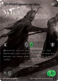 Dumuzi, Shock and Awe (Silver Kryptik Language) - Wicked Prophecy [Wave 1] (eBay Gen Con Exclusive) - Kryptik TCG card