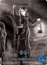 Khonsu, Emboldened Informant (Box Topper) - Wicked Prophecy [Wave 1] (eBay Gen Con Exclusive) - Kryptik TCG card