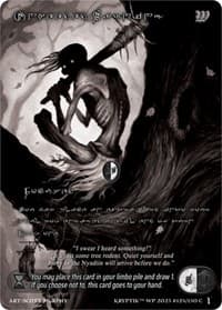 Unheeded Warning (Silver Kryptik Language) - Wicked Prophecy [Wave 1] (eBay Gen Con Exclusive) - Kryptik TCG card