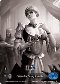 Cassandra, Savvy Socialite (Box Topper) - Wicked Prophecy [Wave 1] (eBay Gen Con Exclusive) - Kryptik TCG card