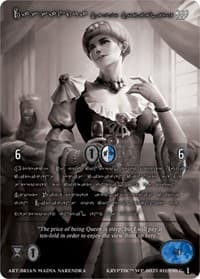 Cassandra, Savvy Socialite (Silver Kryptik Language) - Wicked Prophecy [Wave 1] (eBay Gen Con Exclusive) - Kryptik TCG card