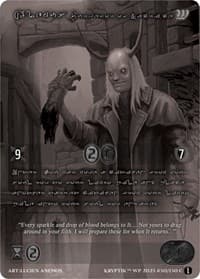 Alemus, Purveyor of Sacrifice (Silver Kryptik Language) - Wicked Prophecy [Wave 1] (eBay Gen Con Exclusive) - Kryptik TCG card