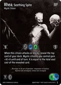 Rhea, Seething Spite (Cosmo Foil) - Wicked Prophecy [Wave 1] (eBay Gen Con Exclusive) - Kryptik TCG card