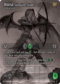 Alona, Sanguine Sniper (Cosmo Foil) - Wicked Prophecy [Wave 1] (eBay Gen Con Exclusive) - Kryptik TCG card