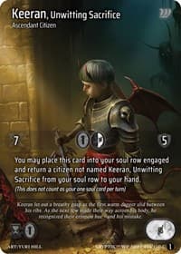 Keeran, Unwitting Sacrifice (Cosmo Foil) - Wicked Prophecy [Wave 1] - Kryptik TCG card