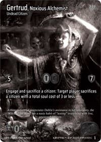 Gertrud, Noxious Alchemist (Cosmo Foil) - Wicked Prophecy [Wave 1] (eBay Gen Con Exclusive) - Kryptik TCG card