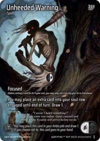 Unheeded Warning (Cosmo Foil) - Wicked Prophecy [Wave 1] - Kryptik TCG card