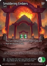 Smoldering Embers (Cosmo Foil) - Wicked Prophecy [Wave 1] - Kryptik TCG card