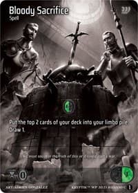 Bloody Sacrifice (Cosmo Foil) - Wicked Prophecy [Wave 1] (eBay Gen Con Exclusive) - Kryptik TCG card