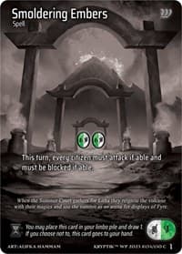 Smoldering Embers (Cosmo Foil) - Wicked Prophecy [Wave 1] (eBay Gen Con Exclusive) - Kryptik TCG card