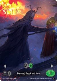 Dumuzi, Shock and Awe (Box Topper) (Glass Foil) - Wicked Prophecy [Wave 1] - Kryptik TCG card