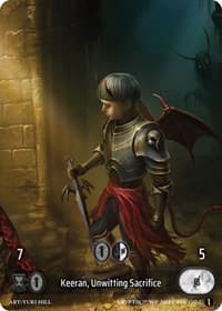 Keeran, Unwitting Sacrifice (Box Topper) (Glass Foil) - Wicked Prophecy [Wave 1] - Kryptik TCG card
