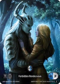 Forbidden Rendezvous (Box Topper) (Glass Foil) - Wicked Prophecy [Wave 1] - Kryptik TCG card