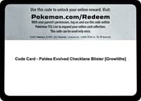 Code Card - Paldea Evolved Checklane Blister [Growlithe] - SV02: Paldea Evolved - Pokemon card