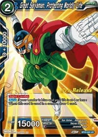 Great Saiyaman, Protecting Worldly Life - Critical Blow Pre-Release Cards - Dragon Ball Super: Masters card