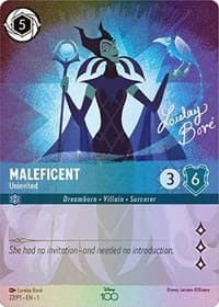 Maleficent - Uninvited (Alternate Art) - Disney100 Promos - Disney Lorcana card