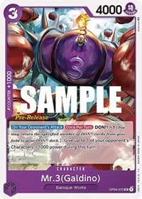 Mr.3 (Galdino) - Kingdoms of Intrigue Pre-Release Cards - One Piece Card Game card
