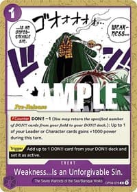 Weakness...Is an Unforgivable Sin. - Kingdoms of Intrigue Pre-Release Cards - One Piece Card Game card
