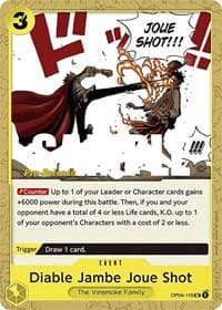 Diable Jambe Joue Shot - Kingdoms of Intrigue Pre-Release Cards - One Piece Card Game card
