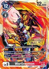 WarGreymon (2023 Regionals Finalist) - Across Time - Digimon Card Game card