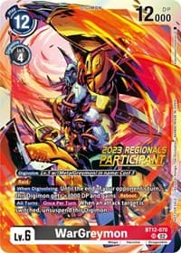 WarGreymon (2023 Regionals Participant) - Across Time - Digimon Card Game card