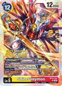 ShineGreymon (2023 Regionals Participant) - Across Time - Digimon Card Game card