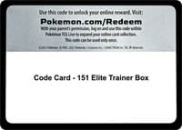 Code Card - 151 Elite Trainer Box - SV: Scarlet & Violet 151 - Pokemon card