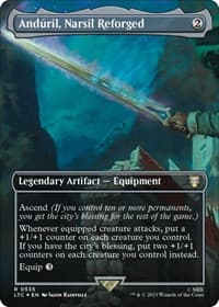 Anduril, Narsil Reforged (Borderless) (Surge Foil) - Commander: The Lord of the Rings: Tales of Middle-earth - Magic: The Gathering card