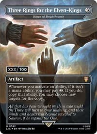 Three Rings for the Elven-Kings - Rings of Brighthearth (Borderless) (Serial Numbered) - Commander: The Lord of the Rings: Tales of Middle-earth - Magic: The Gathering card