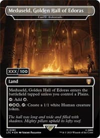 Meduseld, Golden Hall of Edoras - Castle Ardenvale (Borderless) (Serial Numbered) - Commander: The Lord of the Rings: Tales of Middle-earth - Magic: The Gathering card