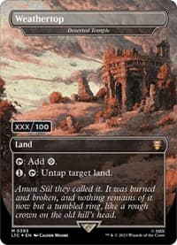 Weathertop - Deserted Temple (Borderless) (Serial Numbered) - Commander: The Lord of the Rings: Tales of Middle-earth - Magic: The Gathering card