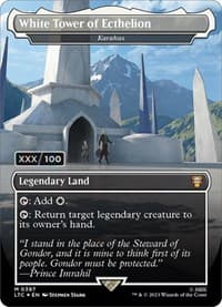 White Tower of Ecthelion - Karakas (Borderless) (Serial Numbered) - Commander: The Lord of the Rings: Tales of Middle-earth - Magic: The Gathering card