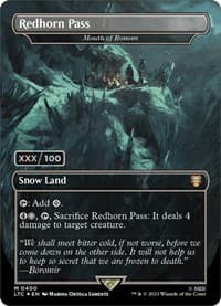 Redhorn Pass - Mouth of Ronom (Borderless) (Serial Numbered) - Commander: The Lord of the Rings: Tales of Middle-earth - Magic: The Gathering card