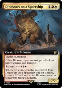 Dinosaurs on a Spaceship (Extended Art) - Universes Beyond: Doctor Who - Magic: The Gathering card