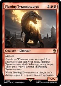 Flaming Tyrannosaurus - Universes Beyond: Doctor Who - Magic: The Gathering card