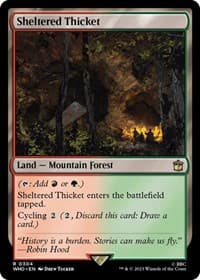 Sheltered Thicket - Universes Beyond: Doctor Who - Magic: The Gathering card