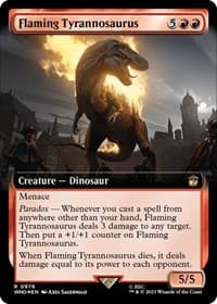 Flaming Tyrannosaurus (Extended Art) (Surge Foil) - Universes Beyond: Doctor Who - Magic: The Gathering card