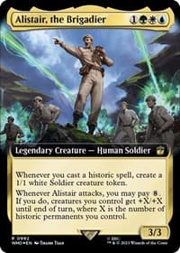 Alistair, the Brigadier (Extended Art) (Surge Foil) - Universes Beyond: Doctor Who - Magic: The Gathering card