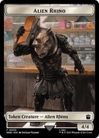 Alien Rhino // Clue (0022) Double-Sided Token - Universes Beyond: Doctor Who - Magic: The Gathering card