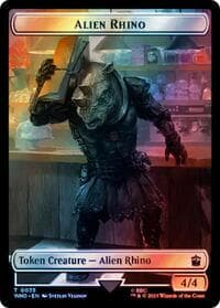 Alien Rhino // Clue (0054) Double-Sided Token (Surge Foil) - Universes Beyond: Doctor Who - Magic: The Gathering card