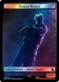 Human Rogue // Dinosaur Double-Sided Token (Surge Foil) - Universes Beyond: Doctor Who - Magic: The Gathering card